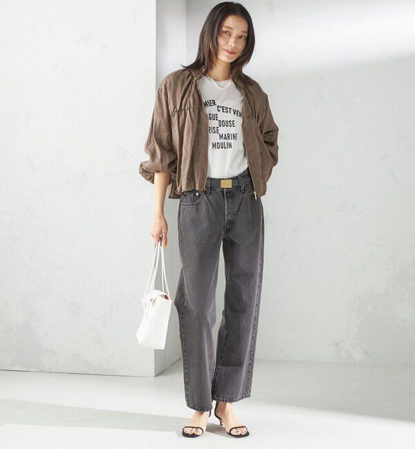 SHIPS for women「〈手洗い可能〉バック ギャザー リネン ジップ ブルゾン」|ブルゾン・スタジャン|