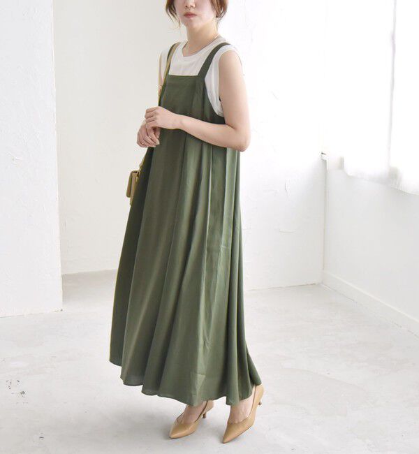 quaranciel「quaranciel:〈手洗い可能〉バックオープン ギャザー フレア ジャンパー スカート」|ワンピース|