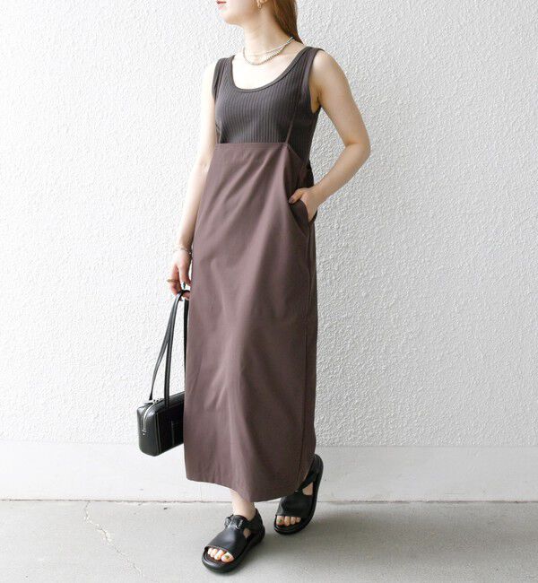 SHIPS any「SHIPS any:〈洗濯機可能〉Iライン キャミ ワンピース &times; ベーシック TEE セット」|ジャンパースカート|