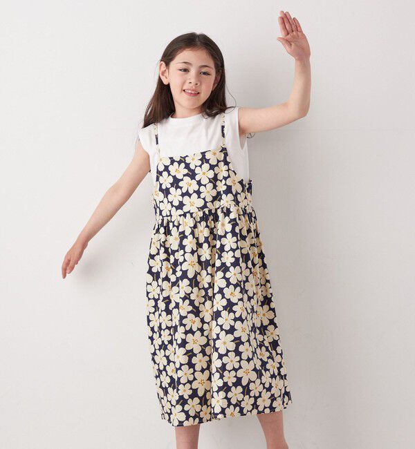 SHIPS any「SHIPS any:〈洗濯機可能〉ノースリーブ フラワー  プリント キャミ ワンピース<KIDS>」|ワンピース|