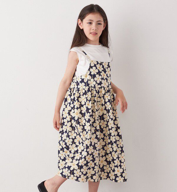 SHIPS any「SHIPS any:〈洗濯機可能〉ノースリーブ フラワー  プリント キャミ ワンピース<KIDS>」|ワンピース|