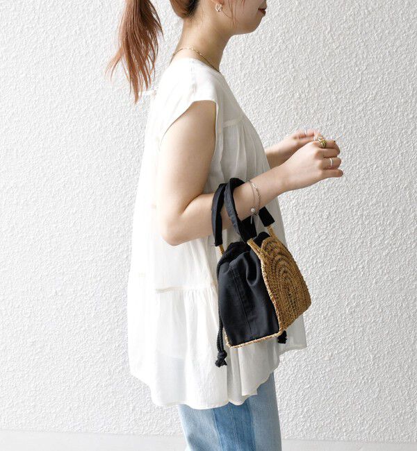 SHIPS any「SHIPS any:〈手洗い可能〉箔 ティアード レースアップ フレンチスリーブ ブラウス」|シャツ・ブラウス|