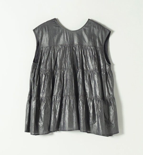 SHIPS any「SHIPS any:〈手洗い可能〉箔 ティアード レースアップ フレンチスリーブ ブラウス」|シャツ・ブラウス|