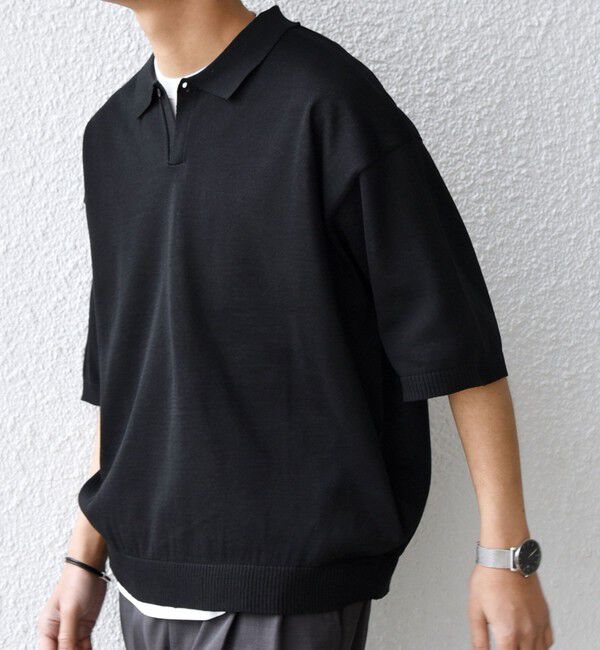 SHIPS any「SHIPS any:〈手洗い可能〉リネンミックス ハイゲージ ニット スキッパー ポロシャツ◇」|ポロシャツ|