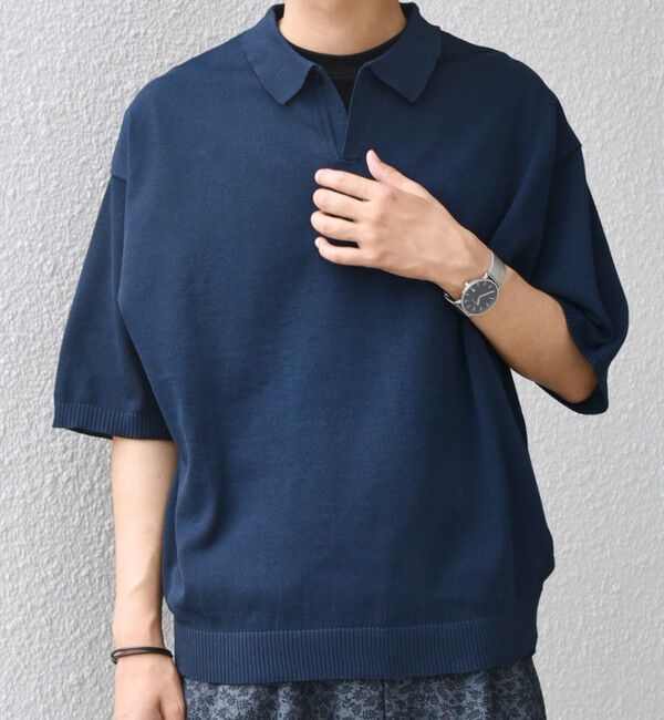 SHIPS any「SHIPS any:〈手洗い可能〉リネンミックス ハイゲージ ニット スキッパー ポロシャツ◇」|ポロシャツ|