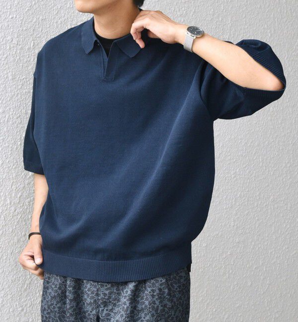 SHIPS any「SHIPS any:〈手洗い可能〉リネンミックス ハイゲージ ニット スキッパー ポロシャツ◇」|ポロシャツ|