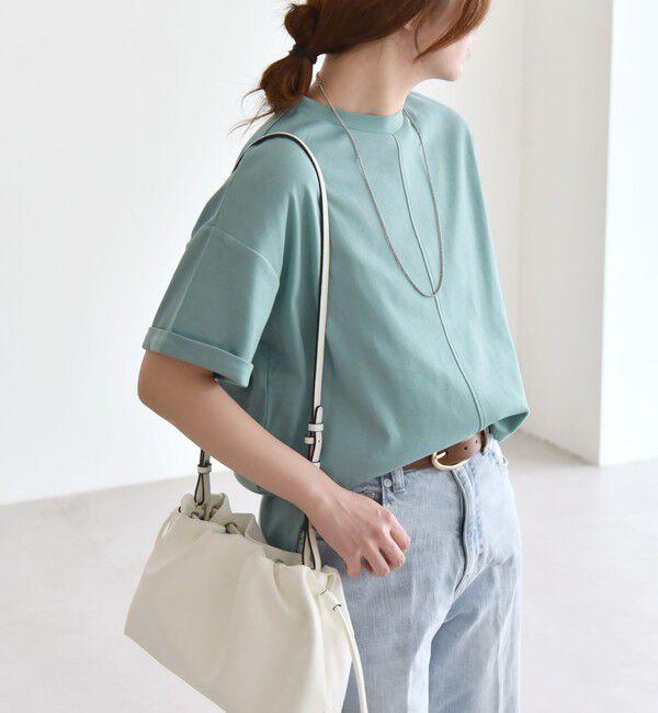 quaranciel「quaranciel:〈接触冷感/汗染み防止/洗濯機可能〉スリット ルーズ チュニック TEE」|Tシャツ・カットソー|