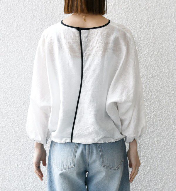 SHIPS any「《追加予約》SHIPS any:〈洗濯機可能〉フラワー ジャカード ドルマン パイピング ブラウス」|シャツ・ブラウス|