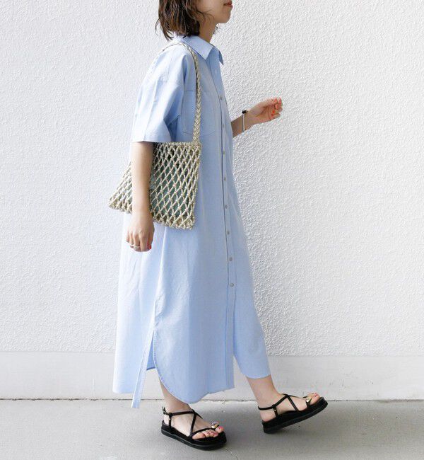 SHIPS for women「〈洗濯機可能〉ワンポイント 刺繍 シャツ ワンピース」|ワンピース|