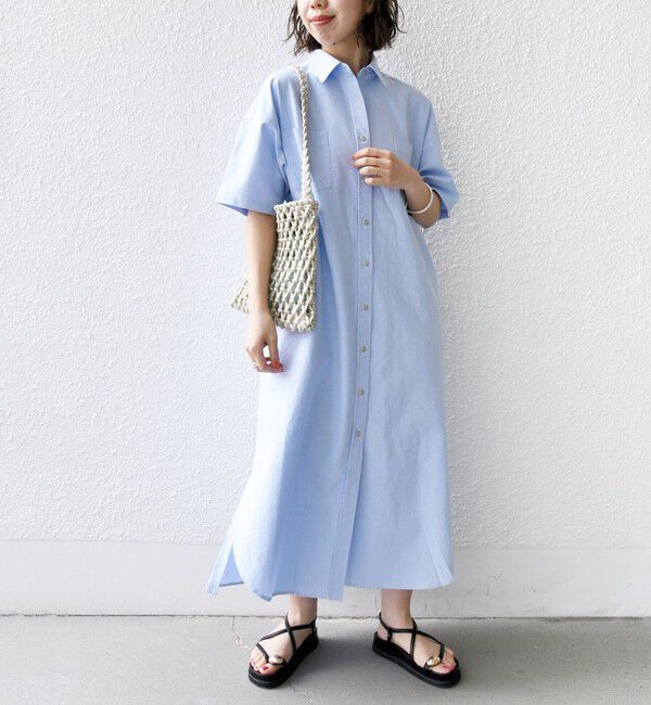 SHIPS for women「〈洗濯機可能〉ワンポイント 刺繍 シャツ ワンピース」|ワンピース|