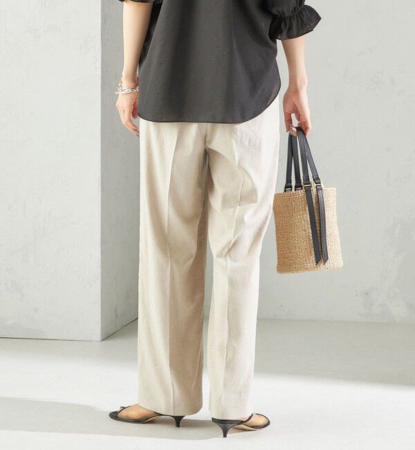 SHIPS for women「〈手洗い可能〉麻調 合繊 2タック ワイド パンツ 2」|その他|