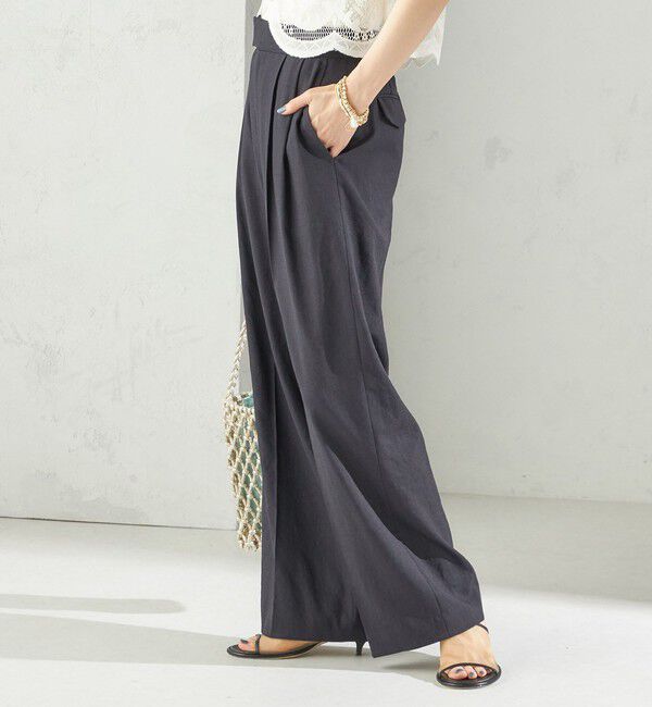SHIPS for women「〈手洗い可能〉麻調 合繊 2タック ワイド パンツ 2」|その他|