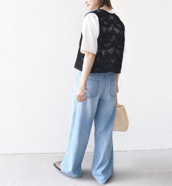 SHIPS for women「〈手洗い可能〉エンブロイダリー ニット ショート ベスト」|ベスト・ジレ|