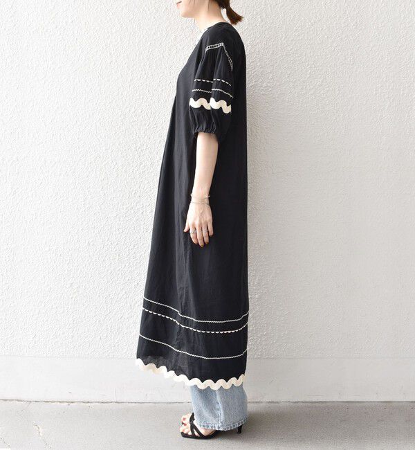 SHIPS any「bon_meur:〈洗濯機可能〉ジオメトリック エンブロイダリー パフ マキシ ワンピース」|ワンピース|