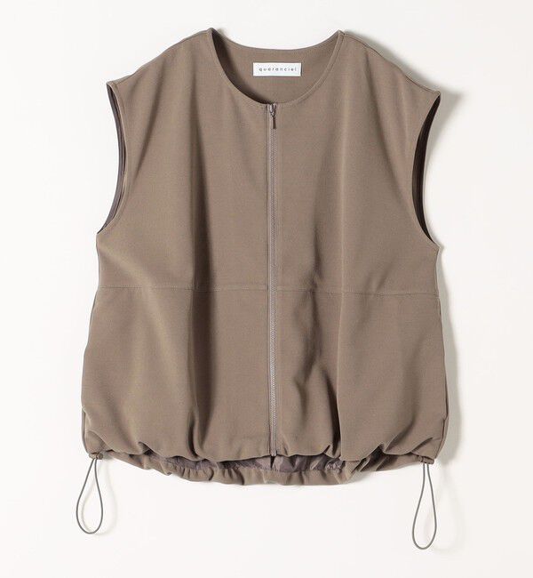 quaranciel「quaranciel:〈手洗い可能〉カット ジョーゼット ドロスト ジップ ベスト」|ベスト・ジレ|