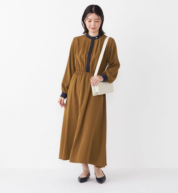 SHIPS Colors 「SHIPS Colors:〈手洗い可能〉配色 ギャザー ロングスリーブ ワンピース◇」|ワンピース|