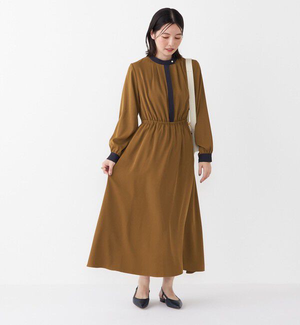 SHIPS Colors 「SHIPS Colors:〈手洗い可能〉配色 ギャザー ロングスリーブ ワンピース◇」|ワンピース|