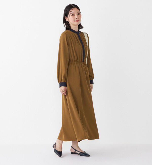 SHIPS Colors 「SHIPS Colors:〈手洗い可能〉配色 ギャザー ロングスリーブ ワンピース◇」|ワンピース|