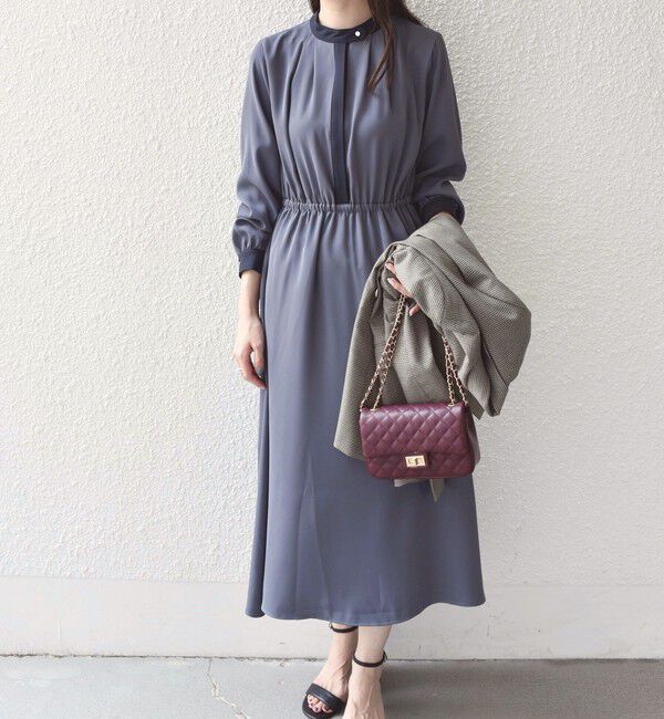 SHIPS Colors 「SHIPS Colors:〈手洗い可能〉配色 ギャザー ロングスリーブ ワンピース◇」|ワンピース|