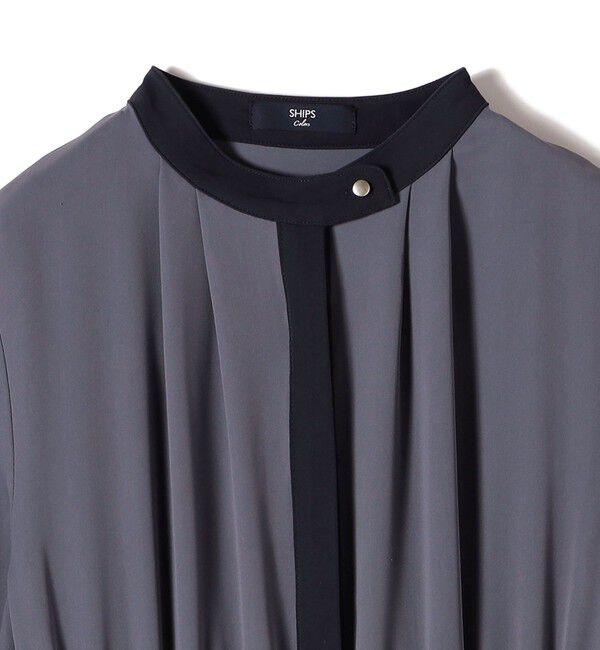 SHIPS Colors 「SHIPS Colors:〈手洗い可能〉配色 ギャザー ロングスリーブ ワンピース◇」|ワンピース|