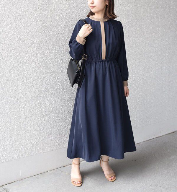 SHIPS Colors 「SHIPS Colors:〈手洗い可能〉配色 ギャザー ロングスリーブ ワンピース◇」|ワンピース|