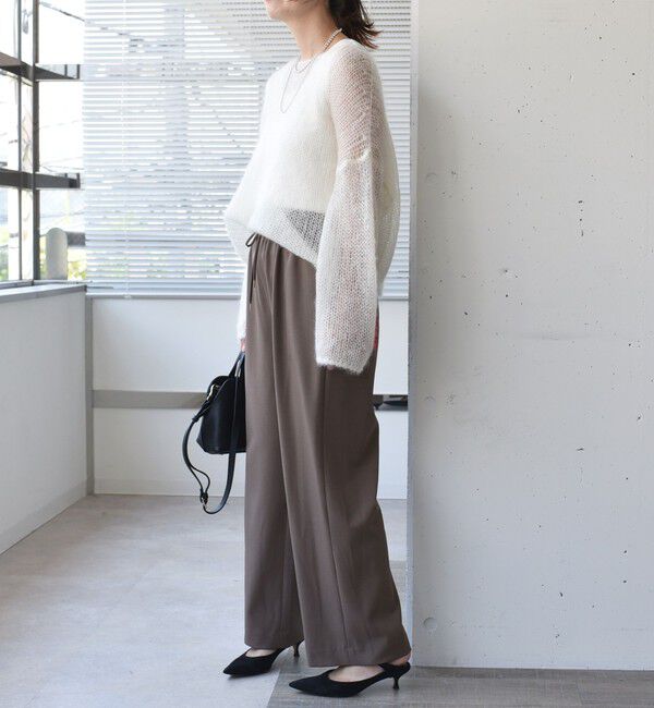 SHIPS for women「〈UVカット/防シワ加工〉梳毛調 ストレッチ ドロスト パンツ」|その他|