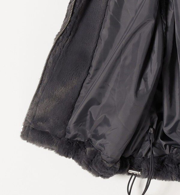 quaranciel「quaranciel: フーディー フェイクファー ドロスト ジップ ショート ベスト」|ダウンベスト・ベスト|