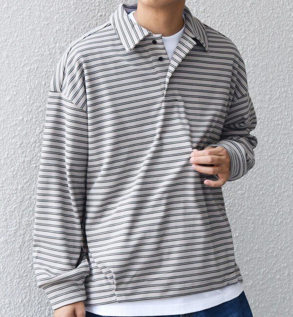 SHIPS any「SHIPS any: ブラッシュド マルチボーダー ヘムタック スピンドル ポロシャツ◇」|ポロシャツ|