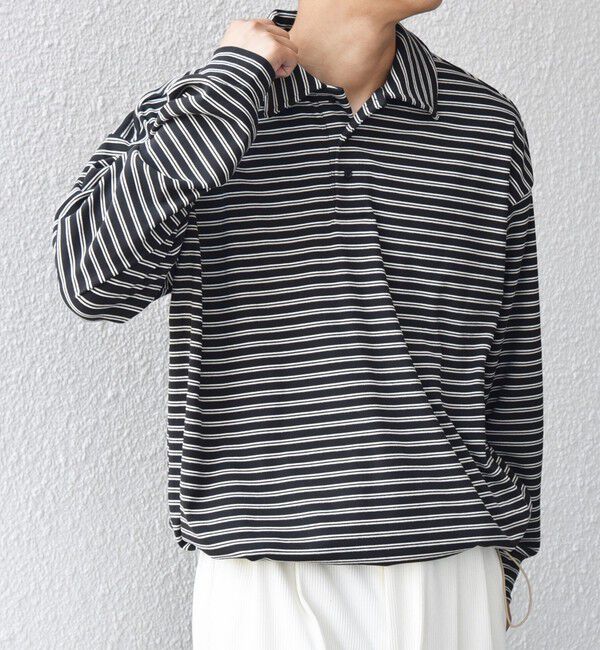 SHIPS any「SHIPS any: ブラッシュド マルチボーダー ヘムタック スピンドル ポロシャツ◇」|ポロシャツ|