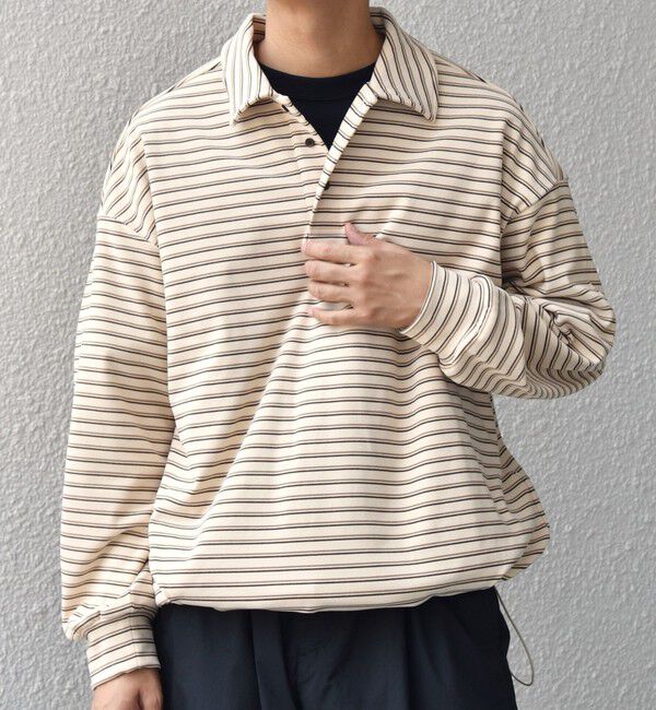 SHIPS any「SHIPS any: ブラッシュド マルチボーダー ヘムタック スピンドル ポロシャツ◇」|ポロシャツ|