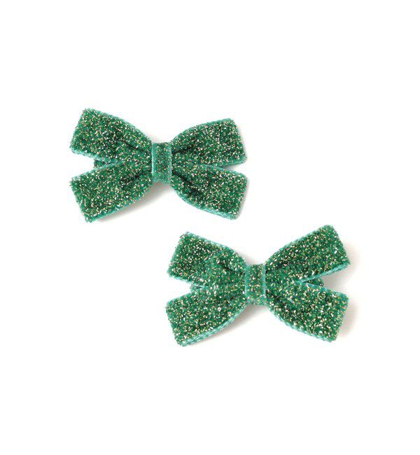 SHIPS KIDS「SHIPS KIDS:クリスマスカラー ラメ リボン ヘアピン セット」|その他|グリーン