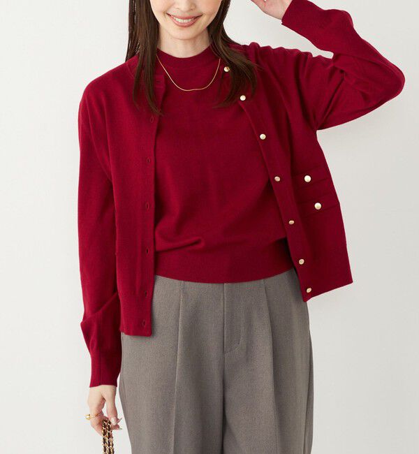 SHIPS Colors 「SHIPS Colors:〈手洗い可能〉14ゲージ クルーネック カーディガン◇」|カーディガン|ワイン