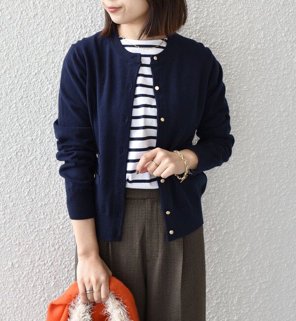 SHIPS Colors 「SHIPS Colors:〈手洗い可能〉14ゲージ クルーネック カーディガン◇」|カーディガン|ネイビー