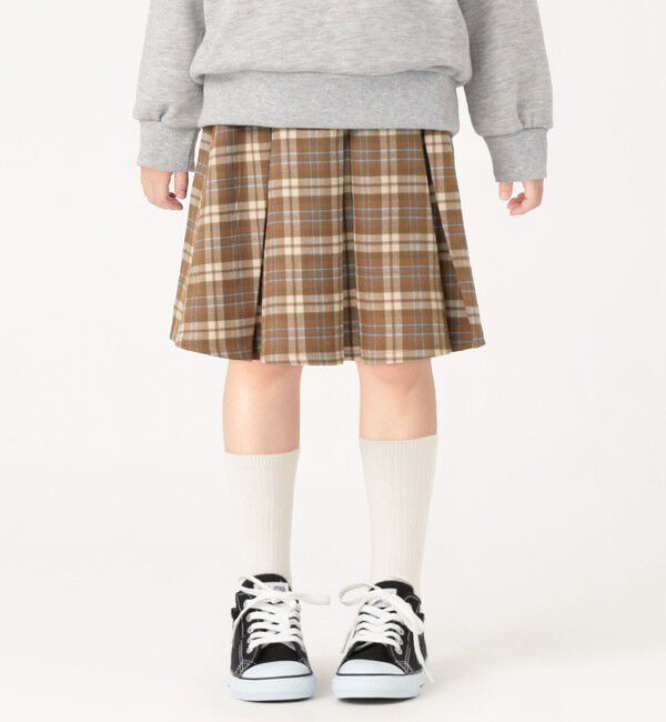SHIPS Colors 「SHIPS Colors:100～140cm /〈洗濯機可能〉 リンク チェック スカート」|スカート|ベージュ