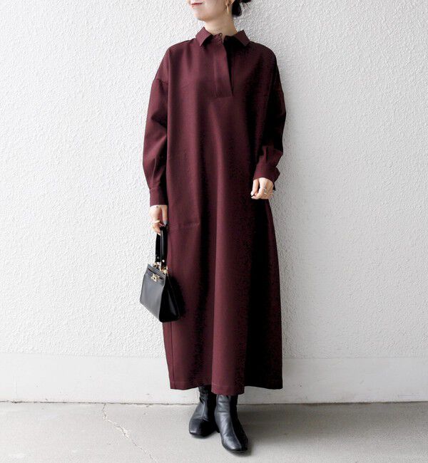 SHIPS any「SHIPS any:〈洗濯機可能〉サージ スキッパー シャツ ワンピース」|ワンピース|