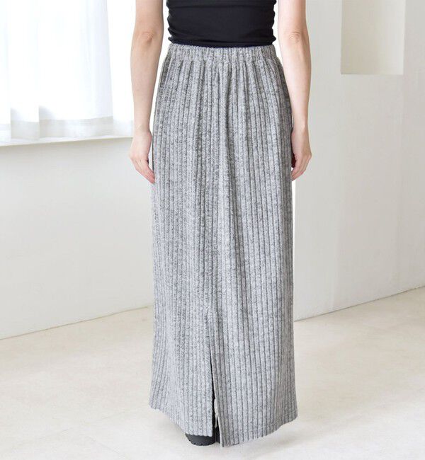 quaranciel「《予約》quaranciel:〈手洗い可能〉ポリエステル ベロア スキッパー ニット &  Iライン スカート」|ワンピース|