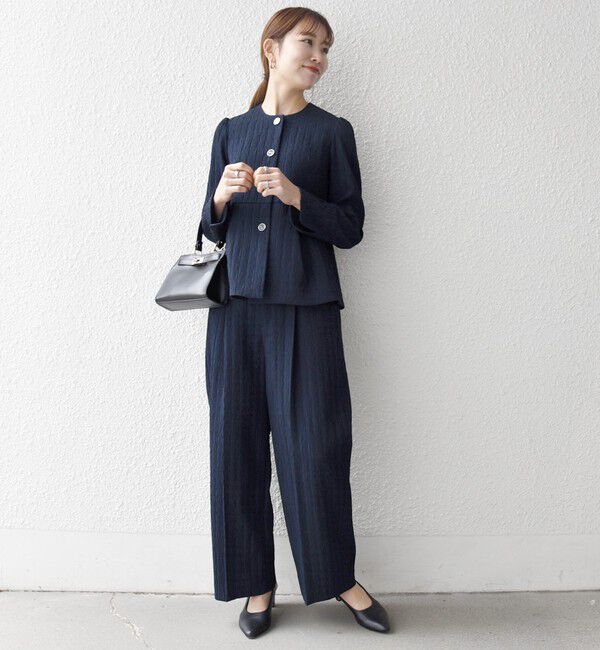 SHIPS any「SHIPS any:〈手洗い可能〉ジャカード タック セミワイド パンツ［NAVY BLUE］」|その他|