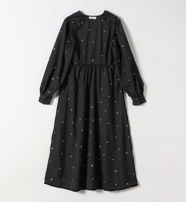 SHIPS any「SHIPS any:〈手洗い可能〉ポリエステル ベロア 刺繍 タック フレア ワンピース」|ワンピース|