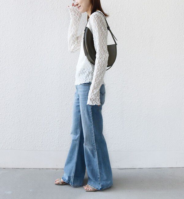 SHIPS for women「《一部追加予約》〈手洗い可能〉ラッセル レース ヘンリー ネック 2WAY プルオーバー」|Tシャツ・カットソー|