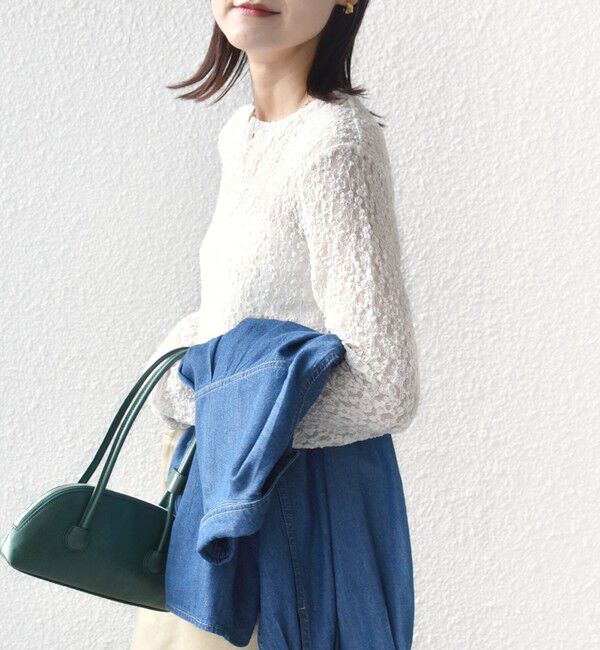 SHIPS for women「《一部追加予約》〈手洗い可能〉ラッセル レース ヘンリー ネック 2WAY プルオーバー」|Tシャツ・カットソー|