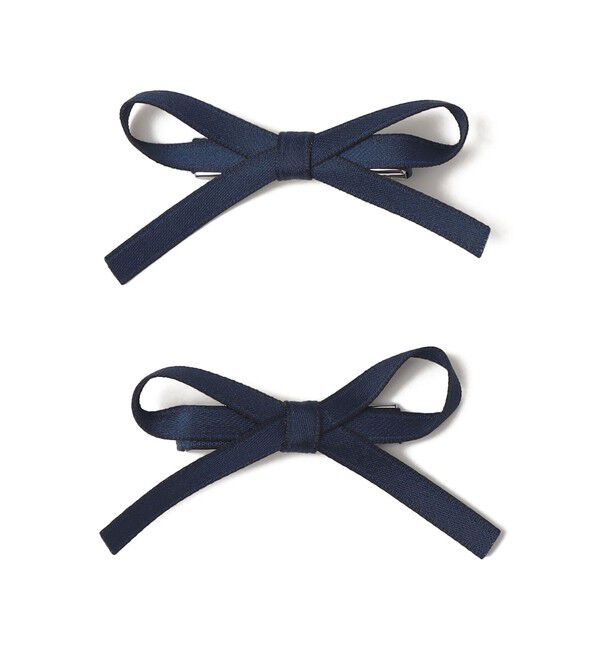 SHIPS KIDS「SHIPS KIDS:サテン リボン デザイン ヘアクリップ 2コセット」|その他|ネイビー