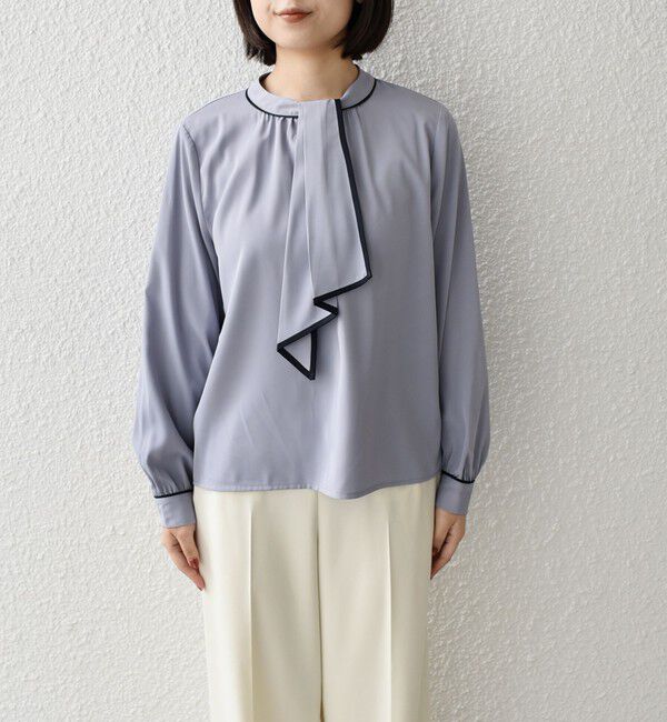 SHIPS Colors 「SHIPS Colors:〈手洗い可能〉バイカラー トリム ボウタイ ブラウス◇」|シャツ・ブラウス|