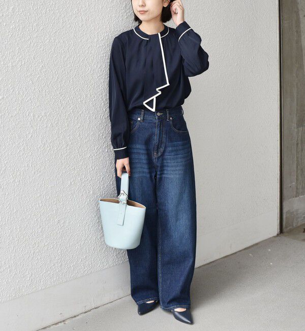 SHIPS Colors 「SHIPS Colors:〈手洗い可能〉バイカラー トリム ボウタイ ブラウス◇」|シャツ・ブラウス|