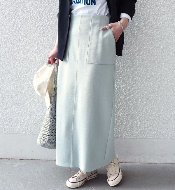 SHIPS Colors 「SHIPS Colors:〈手洗い可能〉リブ ダンボール タイト スカート」|タイト|ライトブルー