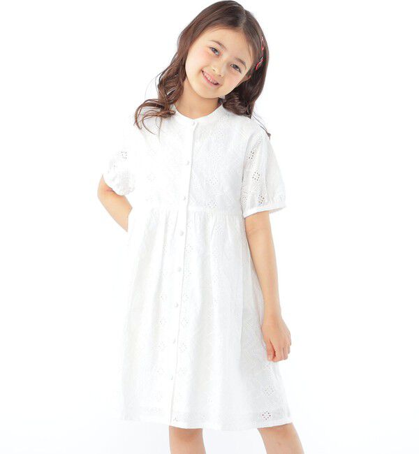 SHIPS KIDS「SHIPS KIDS:100～130cm / レース エンブロイダリー ワンピース」|ワンピース|ホワイト