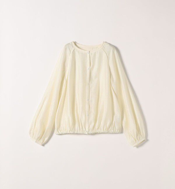 SHIPS any「《予約》SHIPS any:〈洗濯機可能〉リネン ミックス シアー ボリューム スリーブ ブラウス」|シャツ・ブラウス|