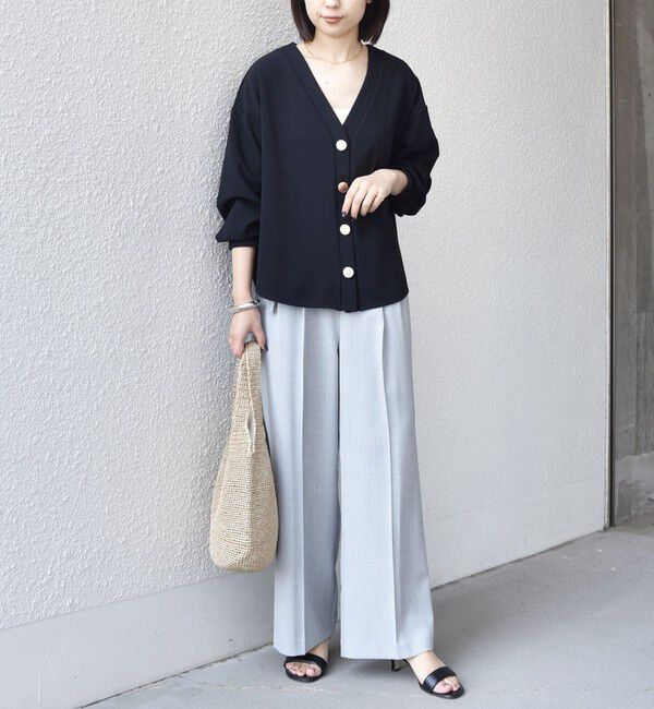 SHIPS Colors 「SHIPS Colors:〈手洗い可能〉カット ジョーゼット Vネック カーディガン（セットアップ対応可能）」|カーディガン|