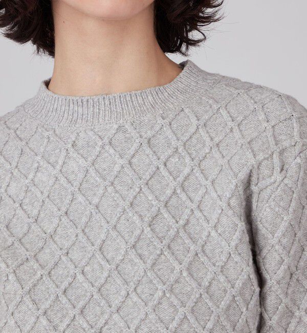 MACPHEE「ハイブリットコットンケーブル ハーフスリーブプルオーバー」|ニット・セーター|
