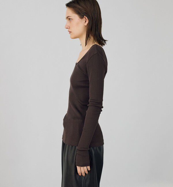 DES PRES「シルクコットンリブ Uネックプルオーバー」|Tシャツ・カットソー|