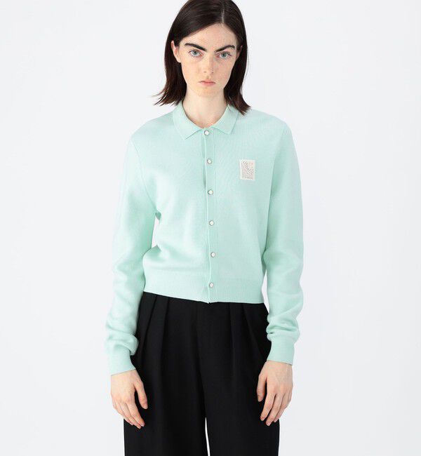 コットンカシミヤ パールロゴポロカーディガン（CABaN）｜ルミネの